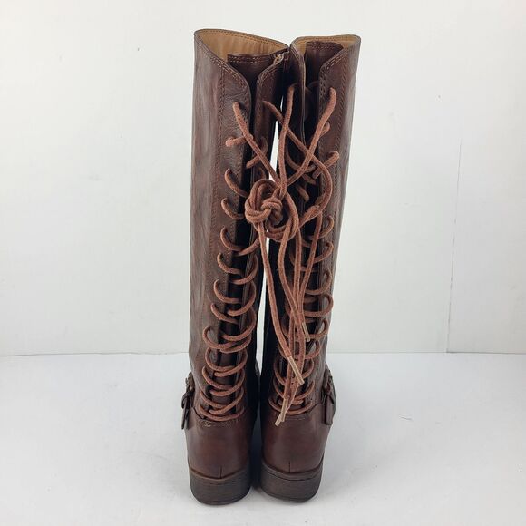 Eurosoft by SOFFT Carlen Lace-Up Knee High Boot Brown Leather Size 7M - Picture 7 of 13